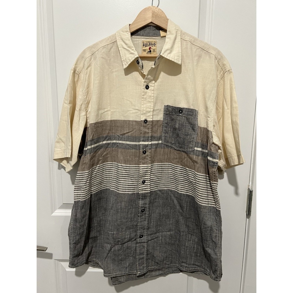 RedHead Men's Button-Down Short-Sleeve Shirt Size Large‎ Men's Striped